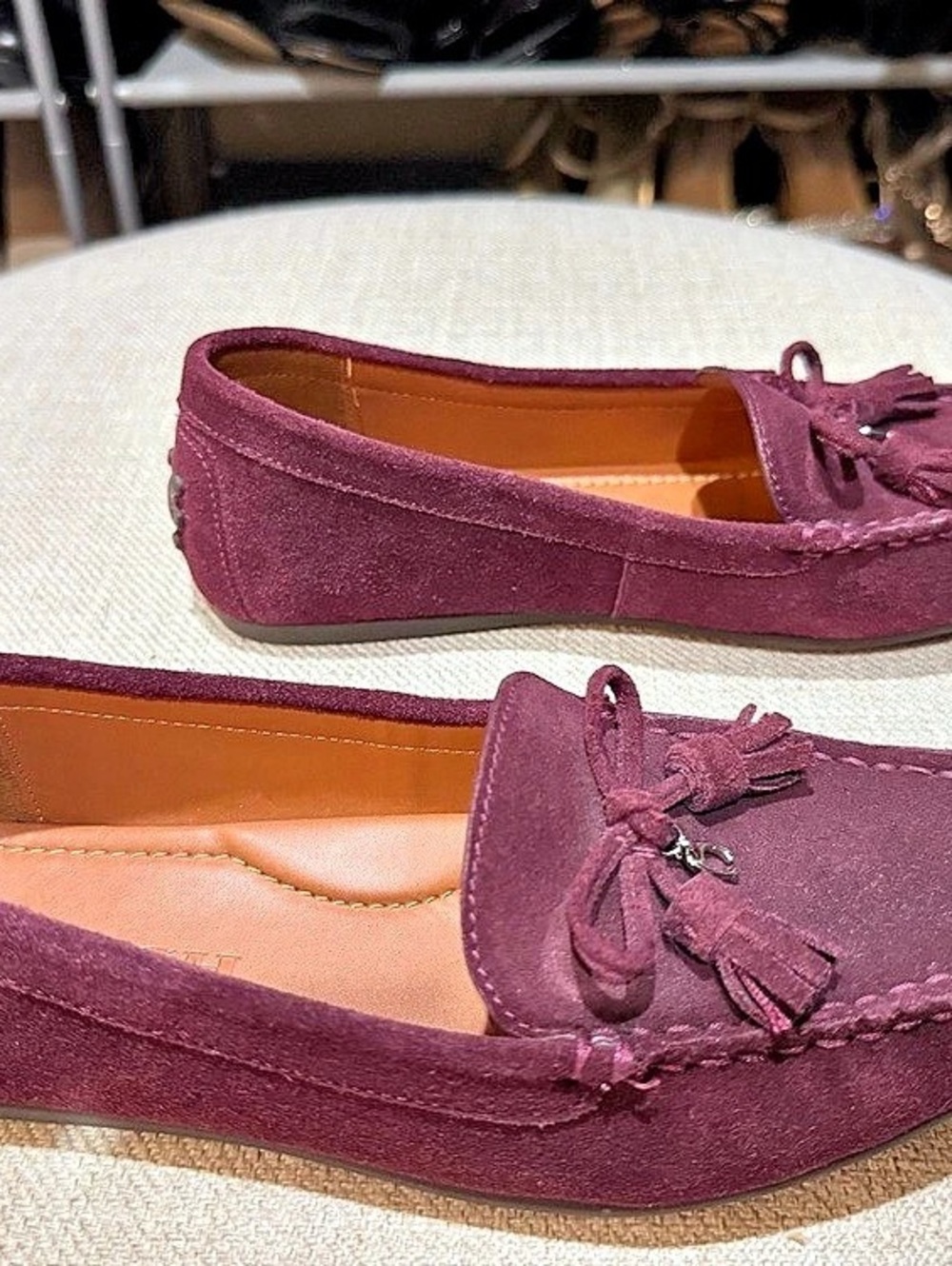 Coach Fortunata Suede Driving Loafer Burgundy